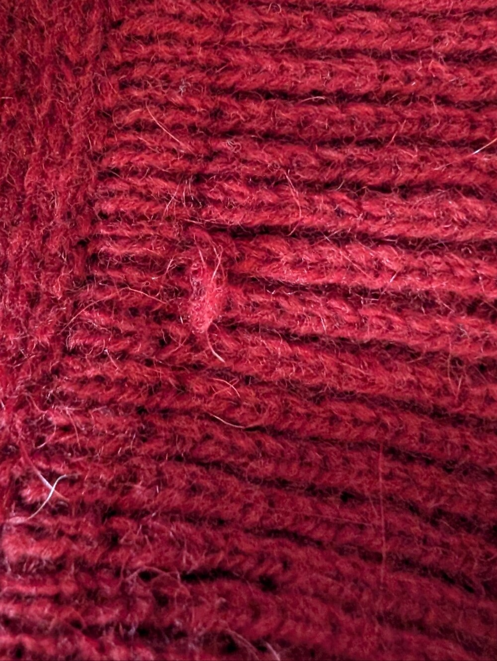 Large Wool Angora Deep Red Ruffle Edge Scarf Wrap - Picture 10 of 11